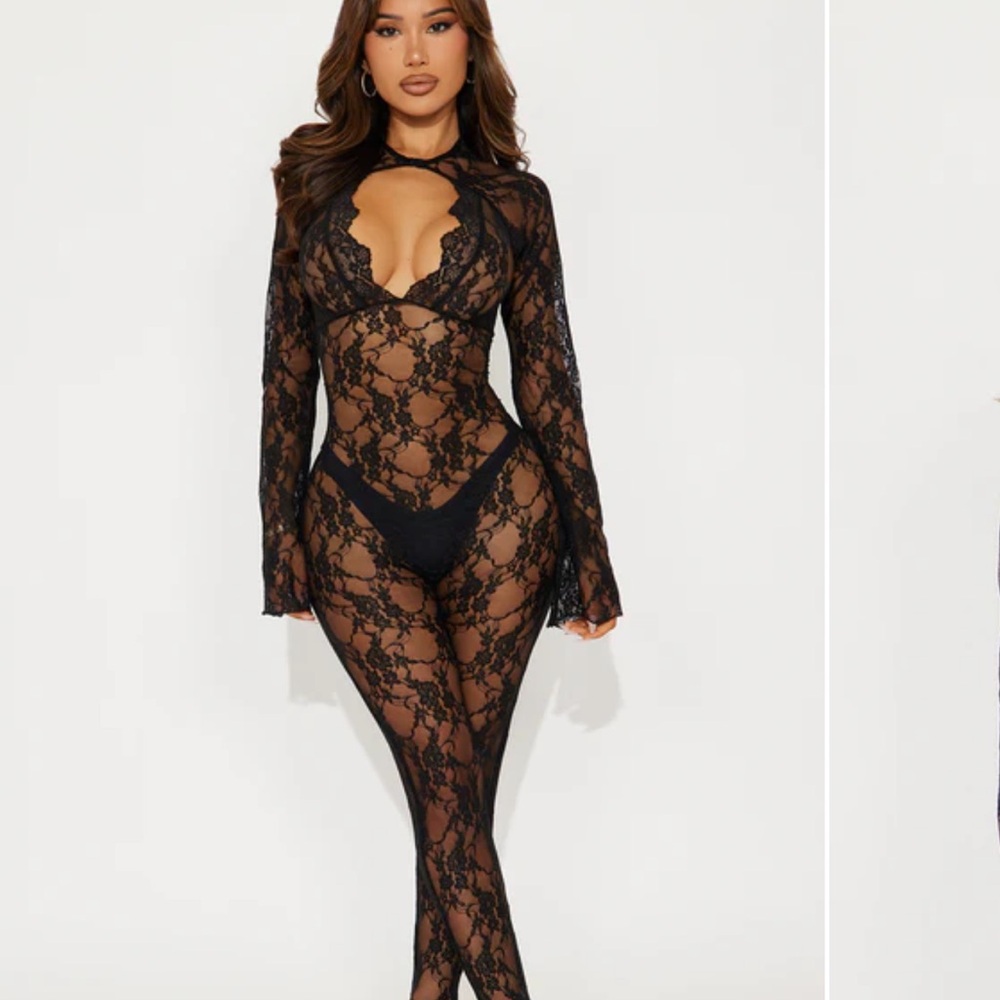 Fashion Nova Black Lace Jumpsuit